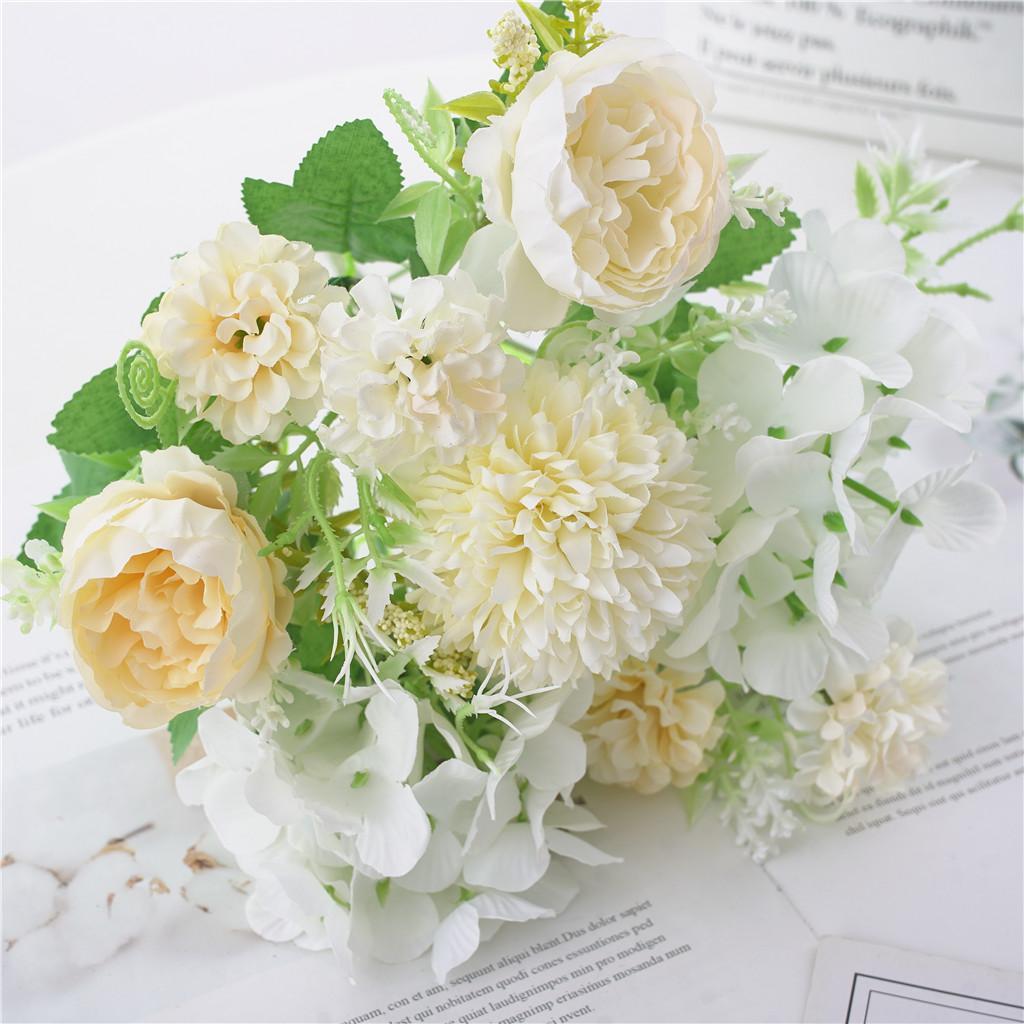 4 Pieces 7 Head Artificial Silk Peony Hand Flower Bouquet for Garden Wedding
