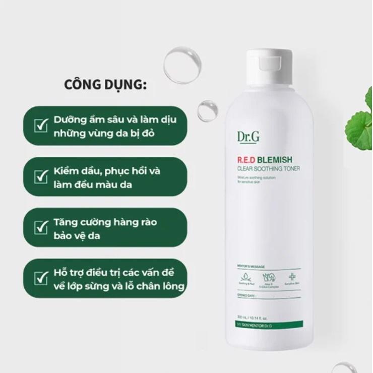 Nước hoa hồng cân bằng da Dr.G R.E.D Blemish Clear Soothing Toner Hàn Quốc 300ml