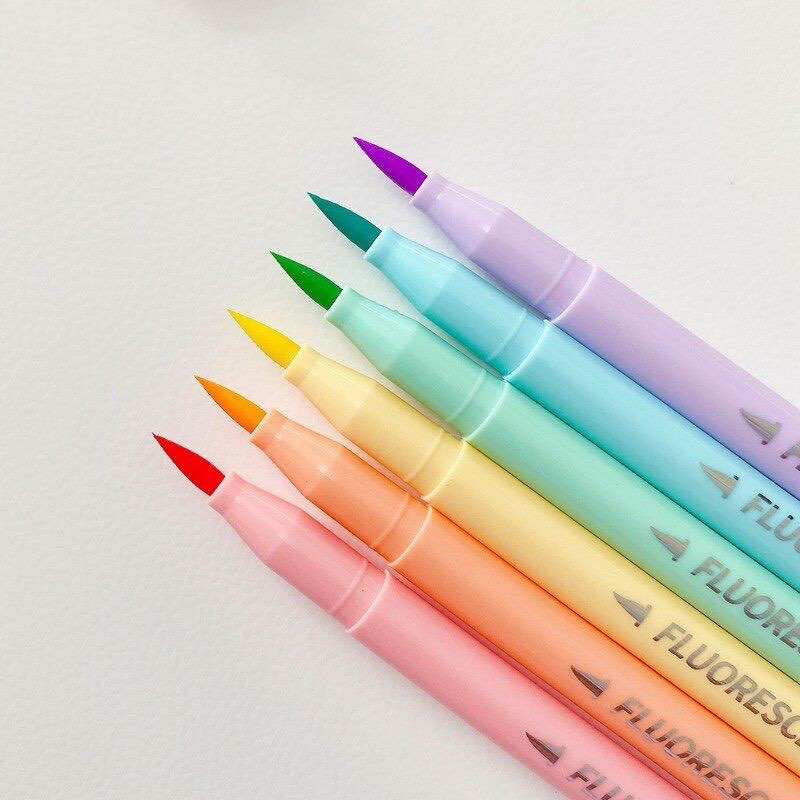 Bộ 6 Bút dạ quang đánh dấu ngòi brush viết calligraphy