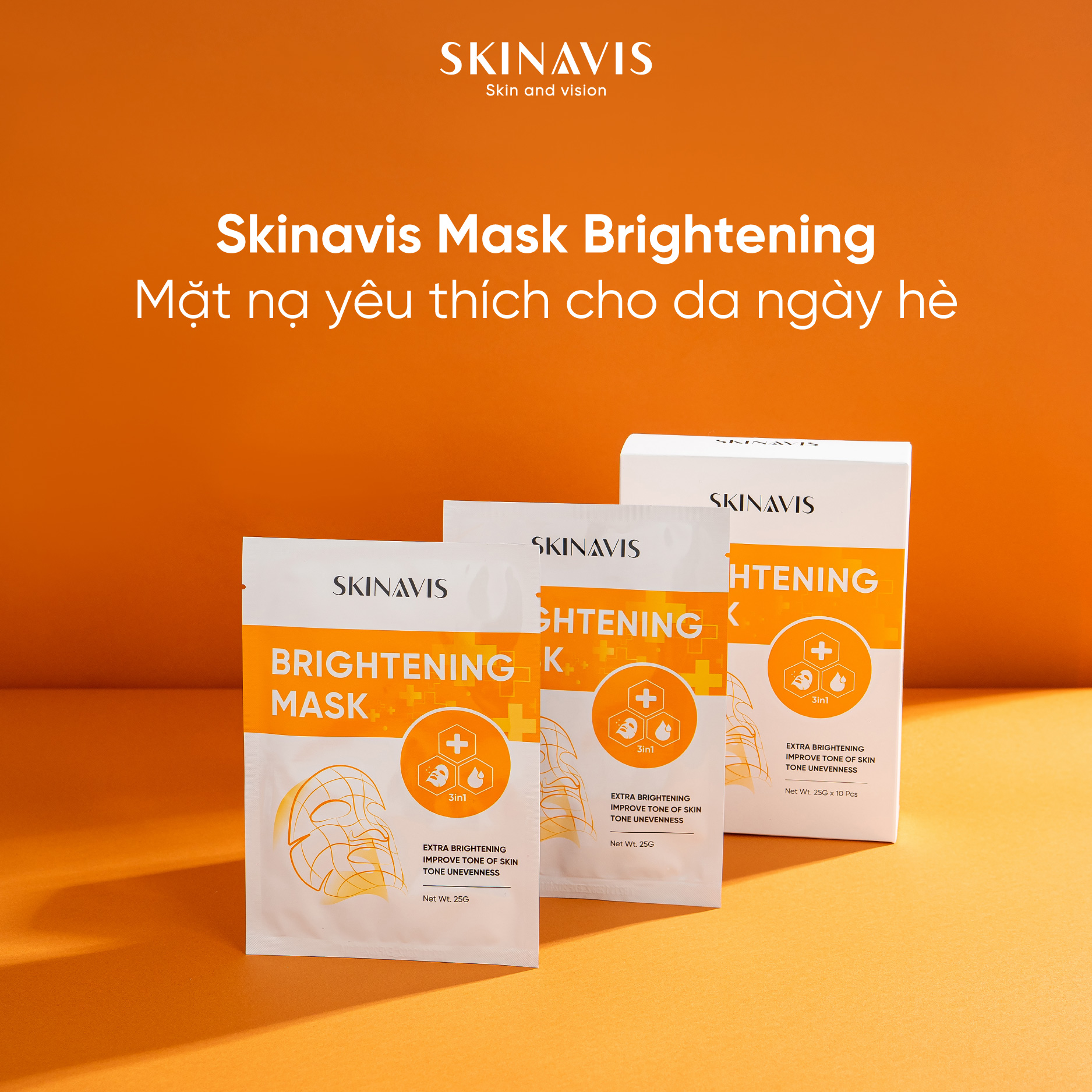 Mặt nạ cấp ẩm trắng da mờ thâm Skinavis Brightening Mask - 10 miếng