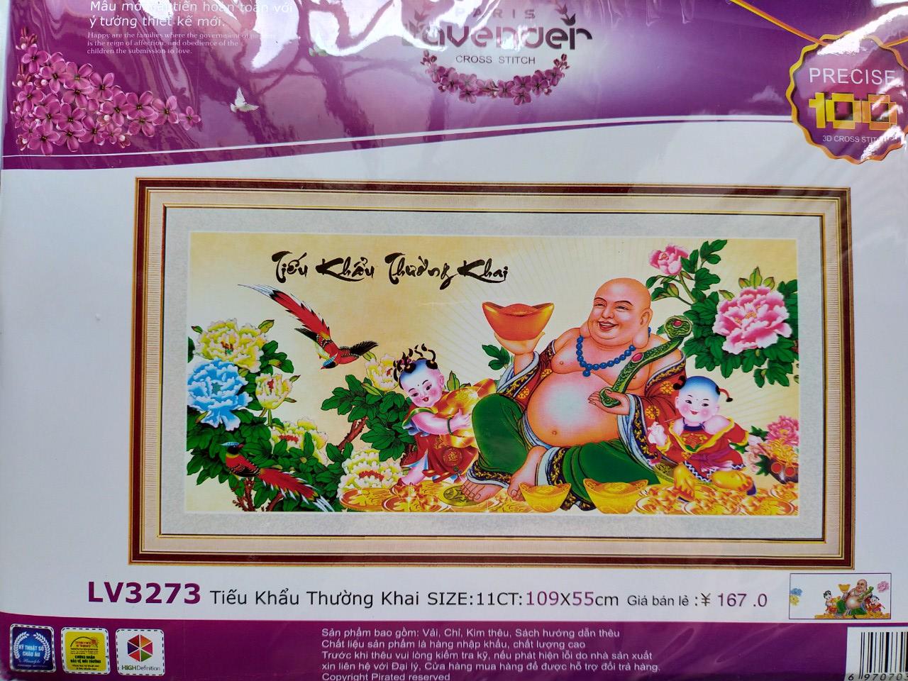 Tranh thêu chữ thập tiếu khẩu thường khai LV3273 - 109 x 55 cm - chưa thêu