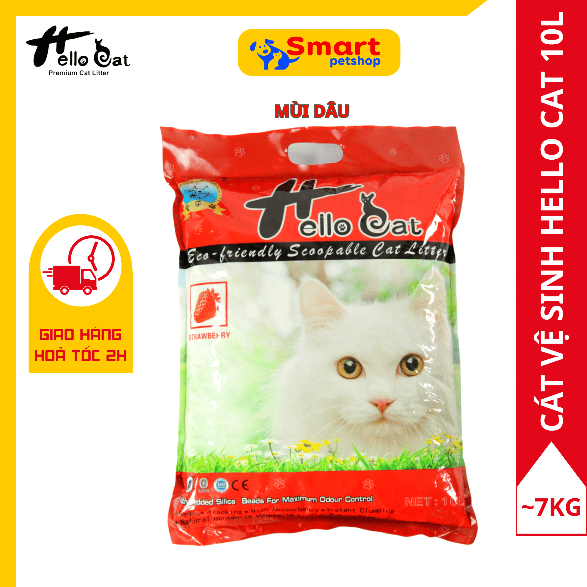 Cát Vệ Sinh Cho Mèo Hương Dâu - Hello Cat 10 Lít