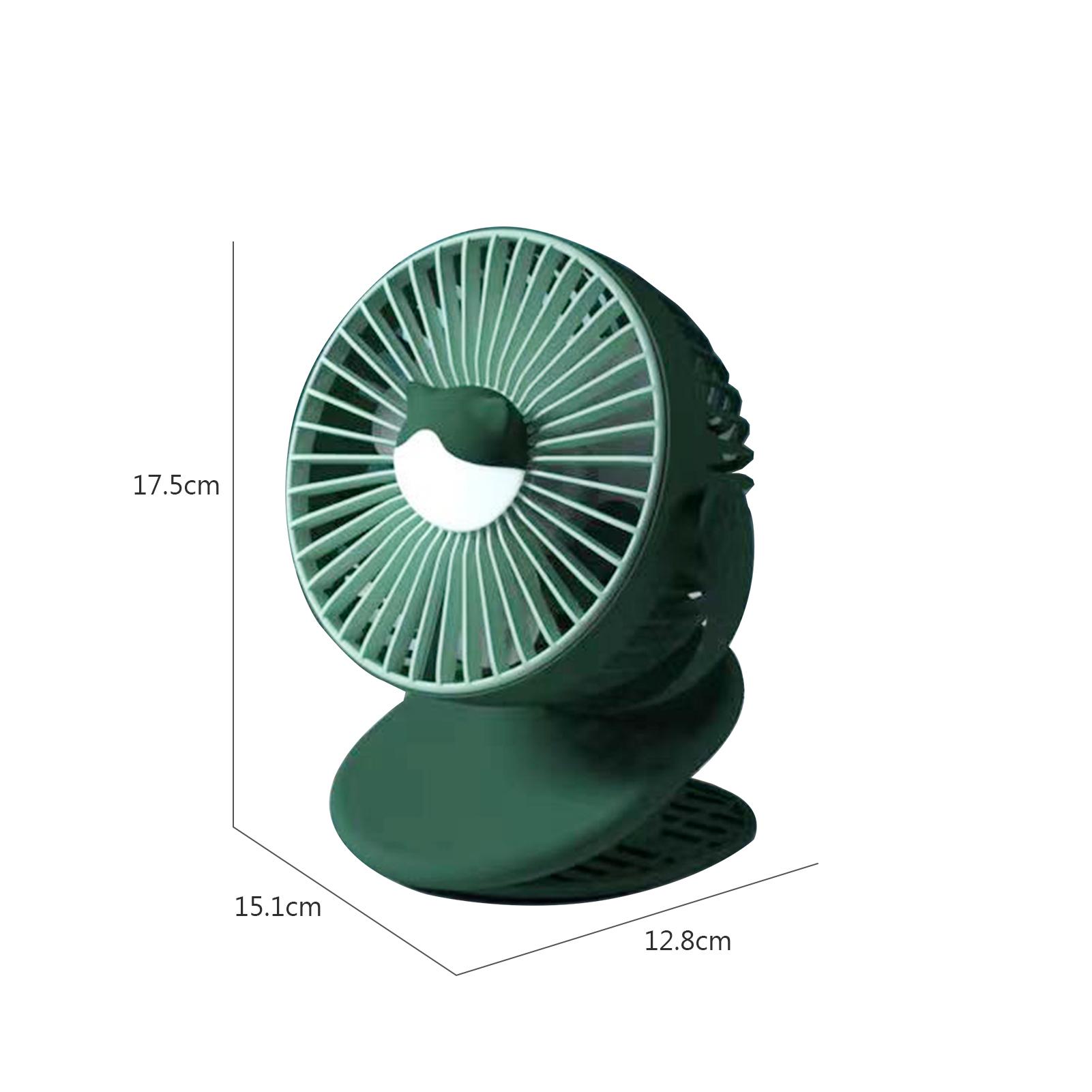 Quạt mini di động để bàn có đèn ngủ, với 3 tốc độ gió, sạc USB