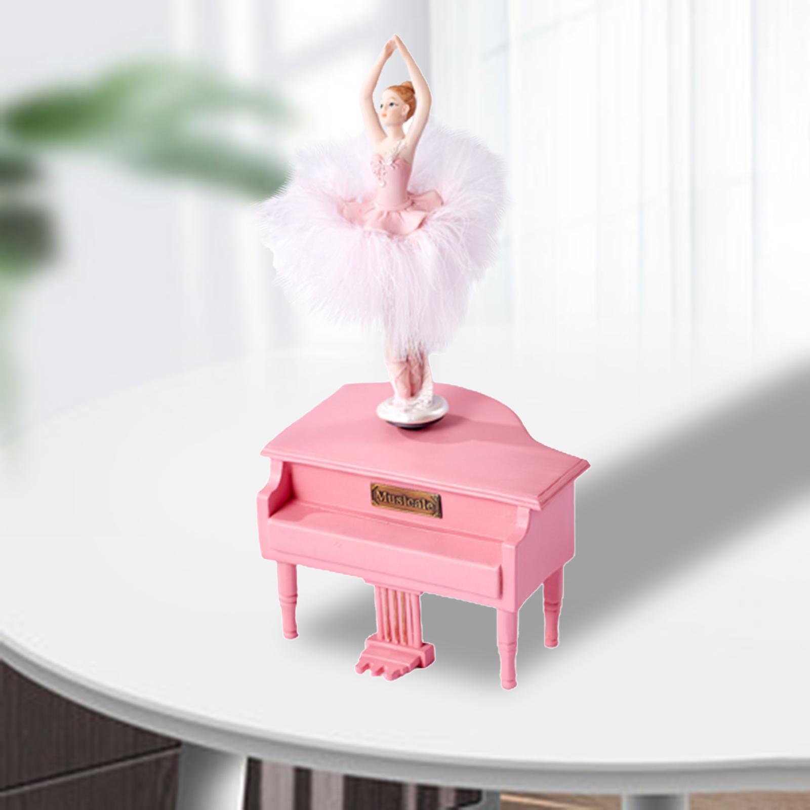 Resin Ballerina Music Box Dancing Girl Figurine Desktop Ornament