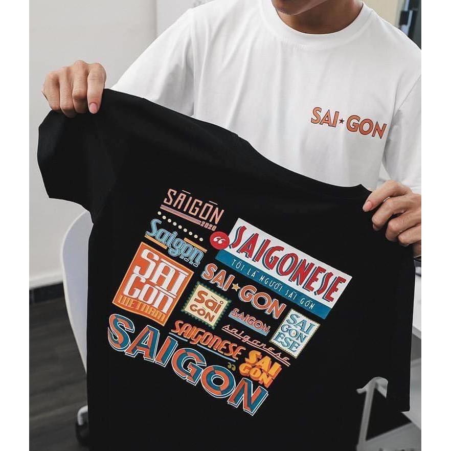 Áo Thun Tay Lỡ SAIGON màu Trắng/ Đen Nam nữ Unisex - áo phông trơn in chữ saigon