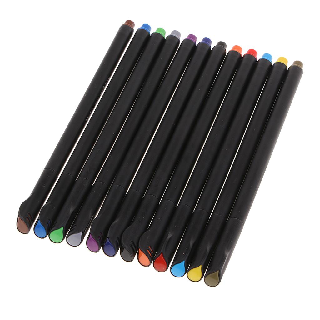 12 Colors Fineliner Pens Set,Fine Tip Colored Writing Drawing Markers Pens Fine Line Point Marker Pen for Diary Hand Account