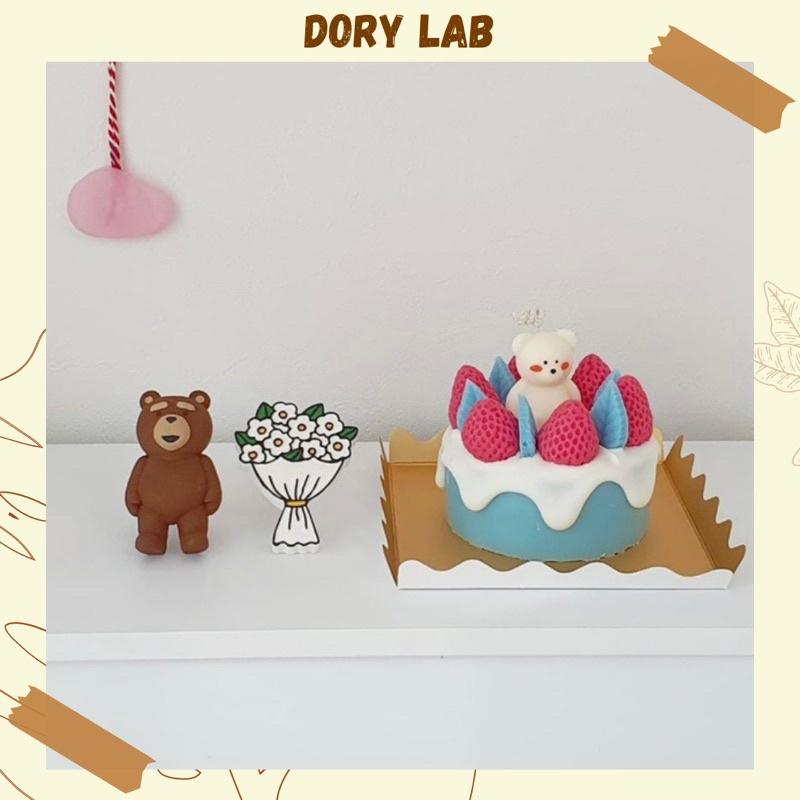 Nến Thơm Bánh Kem Handmade Gấu Con Dâu Tây, Quà Tặng Sinh Nhật - Dory Lab