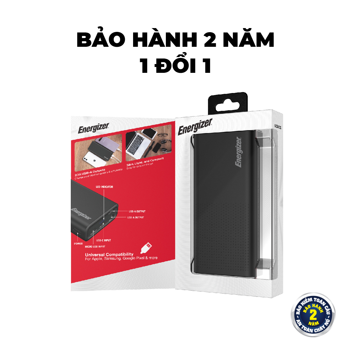 Sạc dự phòng Energizer 20,000mAh UE20012PQ - Hàng chính hãng