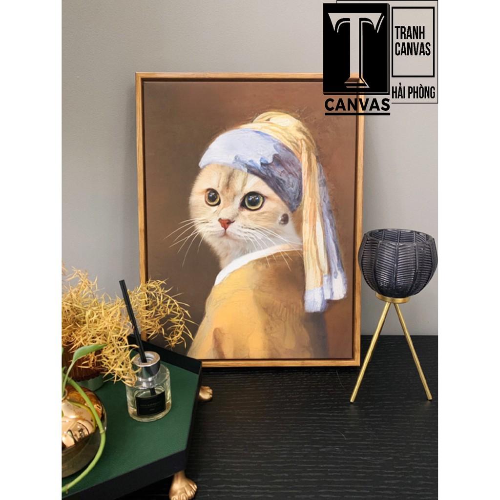 Tranh chân dung Chó, Mèo tranh canvas ngộ nghĩnh trang trí nhà cửa CM23-28 (không kèm khung