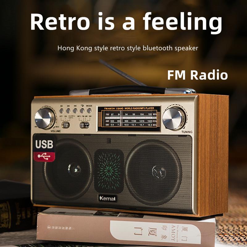 Loa bluetooth không dây kiểu cổ điển bằng gỗ di động chất lượng cao tại nhà ba băng tần đài FM loa siêu trầm điện thoại di động thẻ TF USB Màu sắc: Gỗ