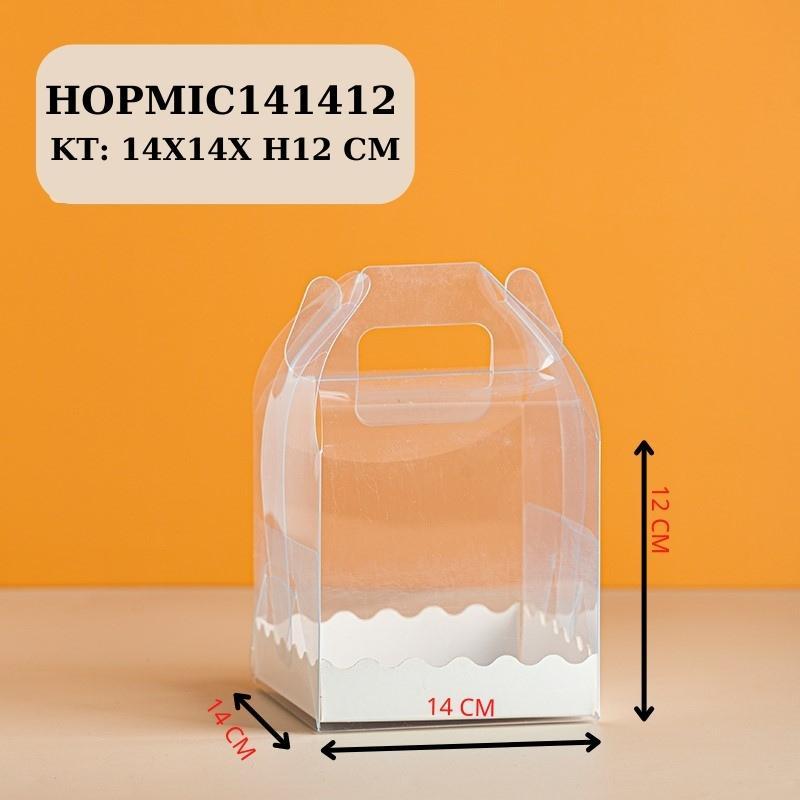 Hộp Đựng Bánh Kem Gato Sinh Nhật Mica Hình Vuông đáy 14x14 CM Phụ kiện Trang Trí Trong Suốt - HOPMIC141412