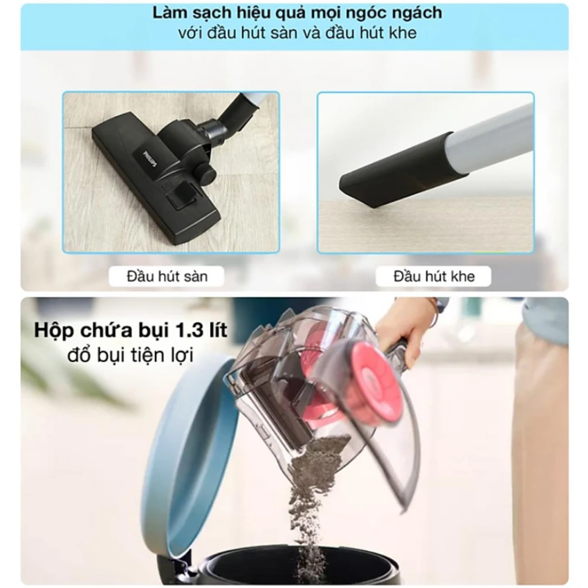 HÀNG CHÍNH HÃNG - Máy hút bụi không túi Serial 2000, thương hiệu Hà Lan cao cấp Philips - XB2022/81. Bảo hành 2 năm, công suất 1500W