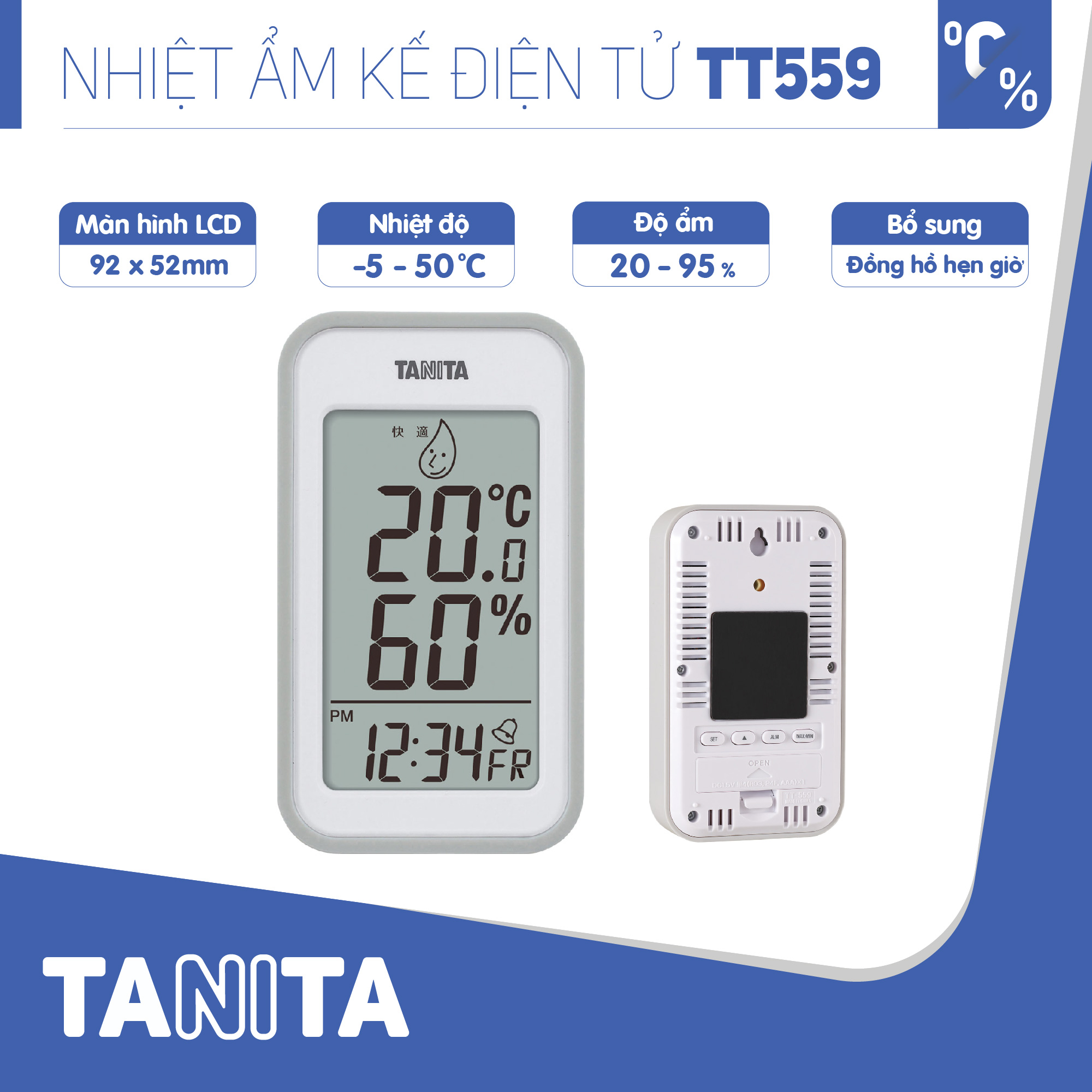 Nhiệt ẩm kế điện tử Tanita TT559 chính hãng nhật,Nhiệt ẩm kế cơ,Nhiệt ẩm kế điện tử,Nhiệt ẩm kế nhật,Nhiệt ẩm kế chính xác,Nhiệt ẩm kế phòng,Nhiệt ẩm kế trong phòng cho trẻ sơ sinh,Nhiệt ẩm kế treo tường,Nhiệt ẩm kế đo độ ẩm, Nhiệt ẩm kế tanita, Nhiệt ẩm kế nhật bản Ẩm kế