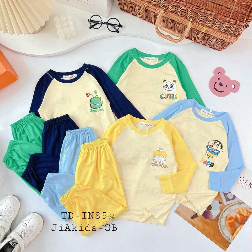 Bộ Quần Áo Dài Tay MINKY MOM Thun Lạnh cho Trẻ Em, Bé Trai Bé Gái In Hình Dễ Thương vải mềm mịn thoáng mát TD50