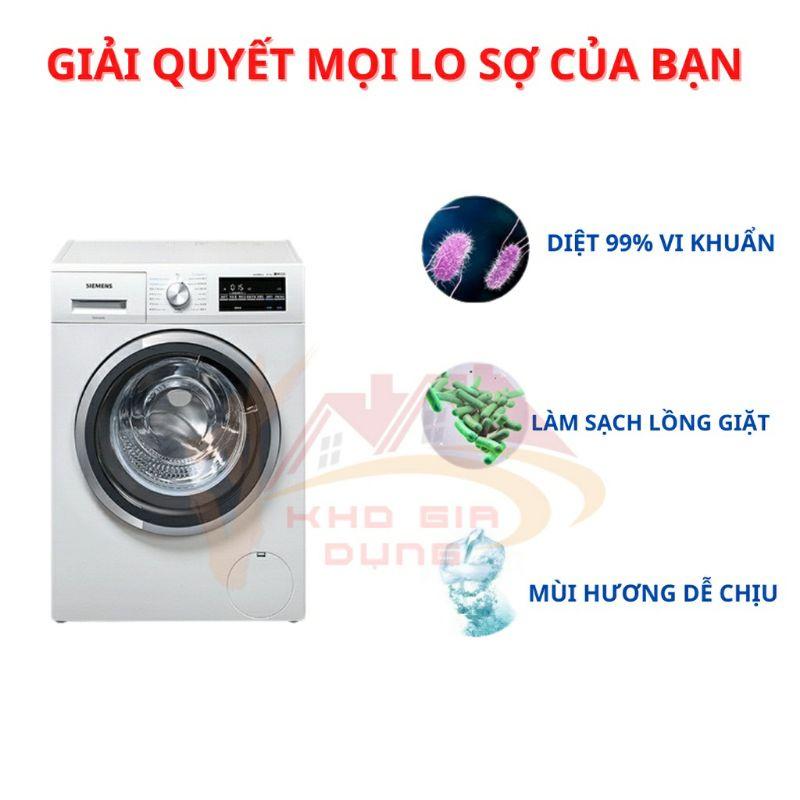 Viên vệ sinh lồng máy giặt công nghệ mới diệt khuẩn 99% - Hộp 12 viên tẩy lòng máy giặt rửa sạch cặn lồng giặt