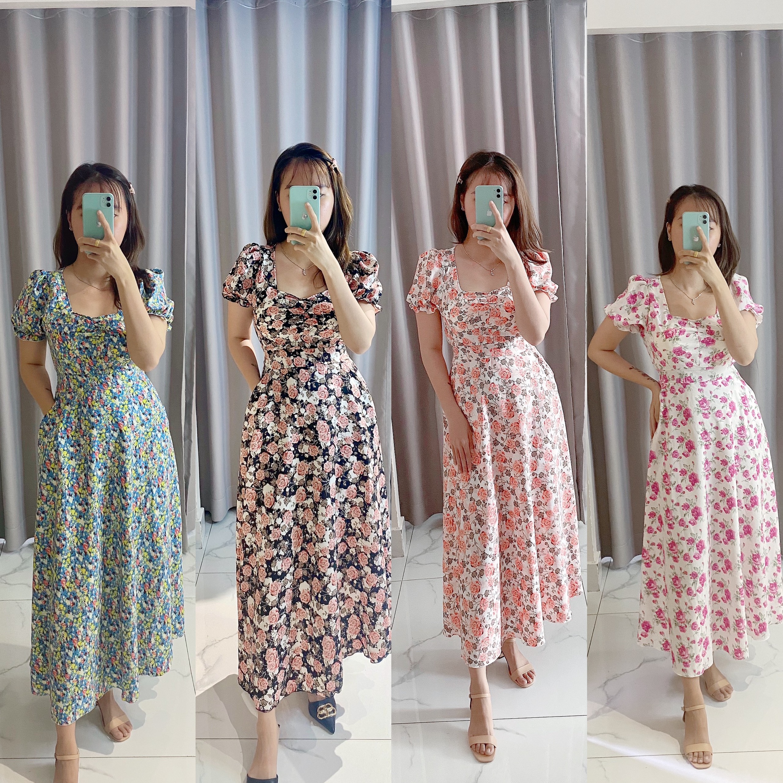 Váy đầm nữ đi chơi dáng dài, váy maxi co mút ngực va túi, chất lụa mát không nhăng V010
