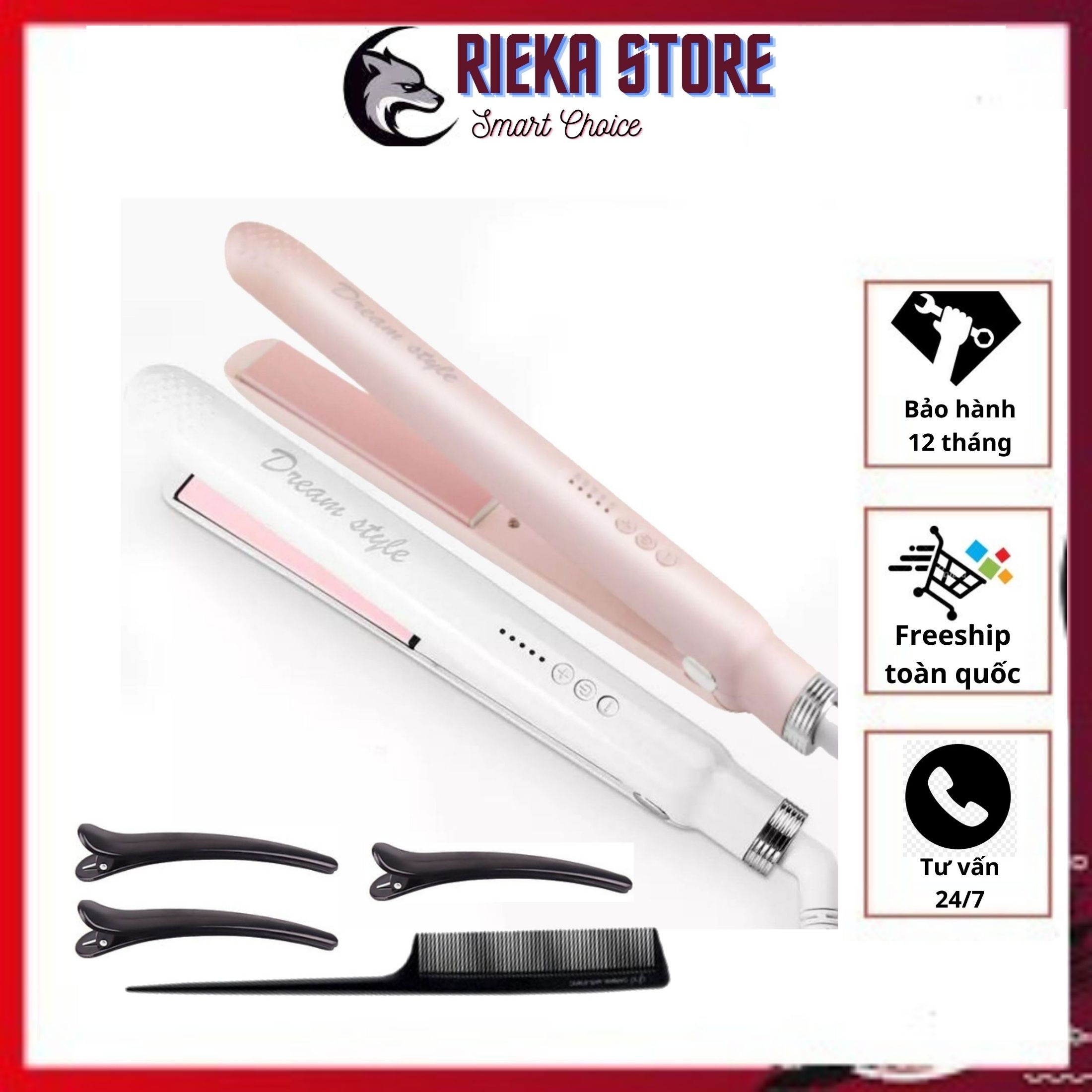 Máy làm tóc đa năng 3 in 1 Dream Style - Máy ép tóc, uốn tóc giữ nếp lâu chuẩn salon-thiết kế thanh nhiệt bằng gốm, không làm hại tóc, 5 chế độ nhiệt phù hợp với mọi loại tóc, tự động ngắt khi quá nhiệt