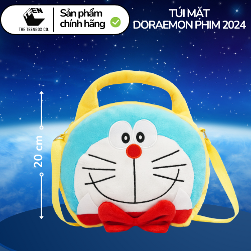 Túi bông mặt Doraemon Phim 2024, Túi đeo chéo cho bé Doraemon đáng yêu, Sản phẩm chính hãng, Phân phối bởi Teenbox