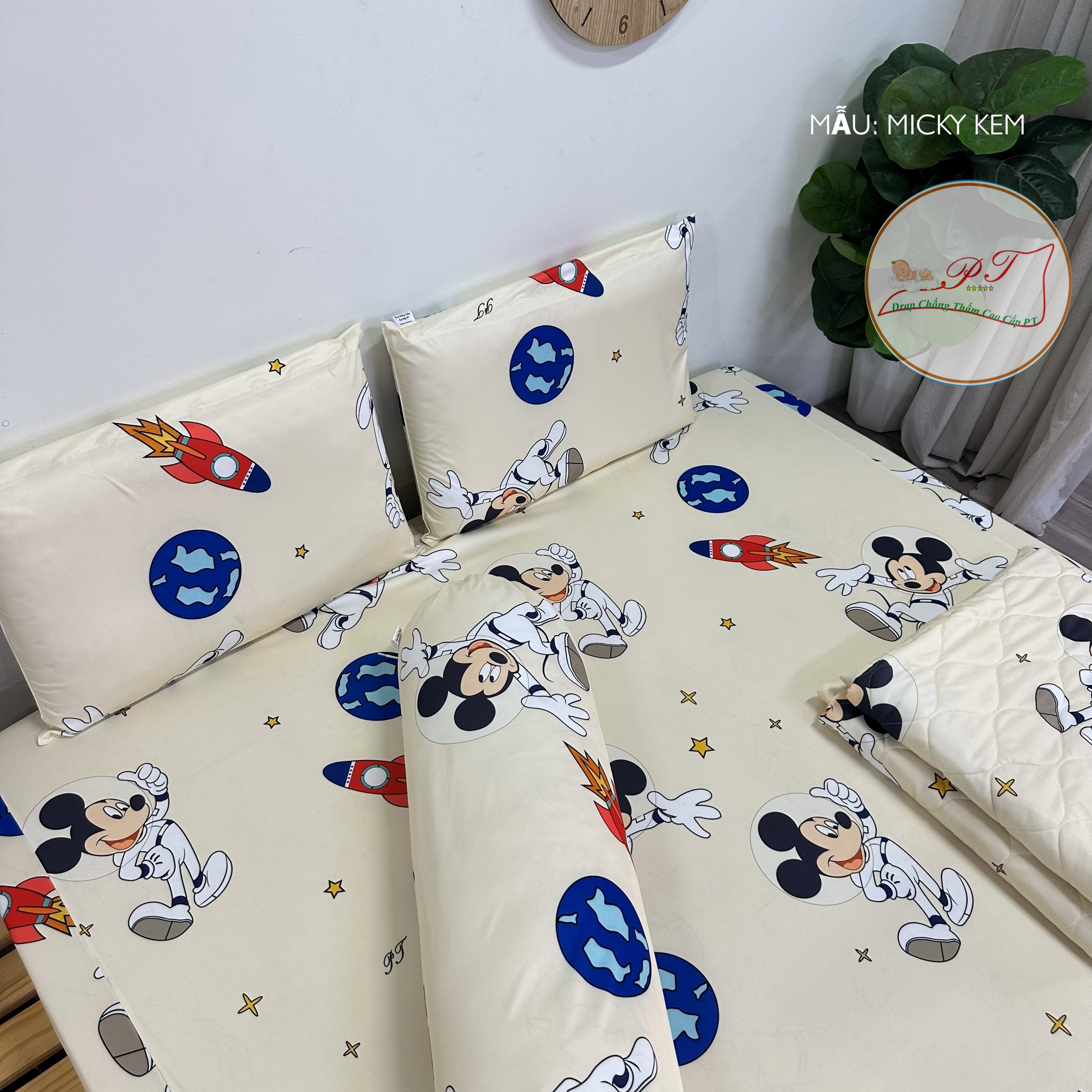 Ga Chống Thấm Cao Cấp PT Mẫu Họa Tiết Mickey Kem