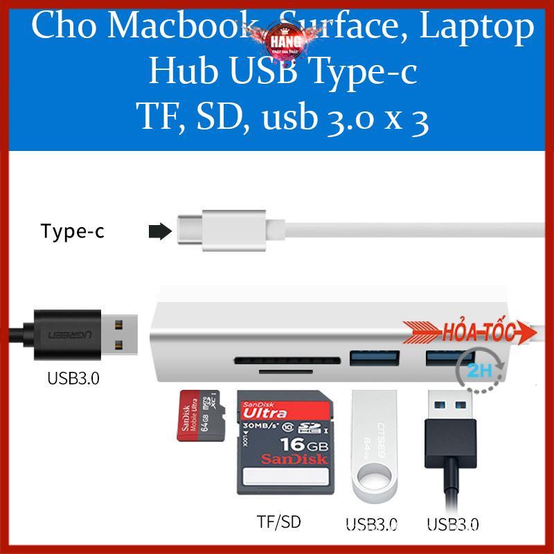 Hub usb type-c ra 3 cổng usb 3.0, thẻ nhớ TF, SD dành cho Surface, Táo, Laptop - Hồ Phạm