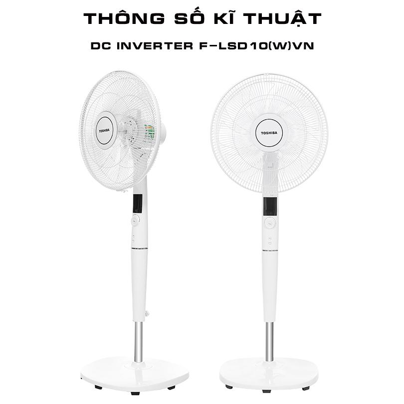 Quạt Đứng Toshiba F-LSD30(W)VN, 9 cánh Động Cơ DC inverter 26 Tốc Độ Gió, Hàng Chính Hãng