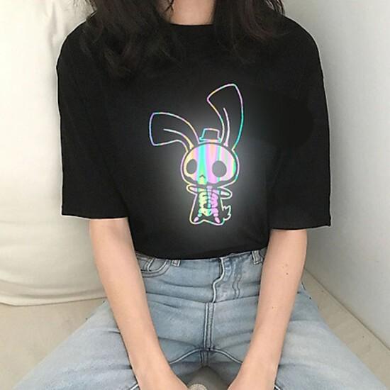 Áo Thun  Phản Quang  Nam Nữ In hình THỎ SỐC ĐIỆN , áo chất, đi đêm, đi phượt bao ngầu, nhìn đã mắt