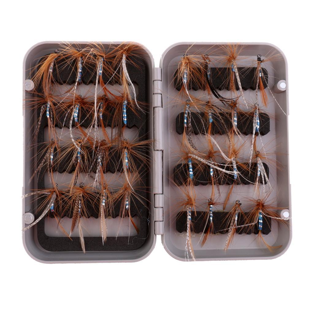 32Pcs Fly Fishing Flies Kit Bass Salmon Trout Flies Lures Assortment Fly Box
