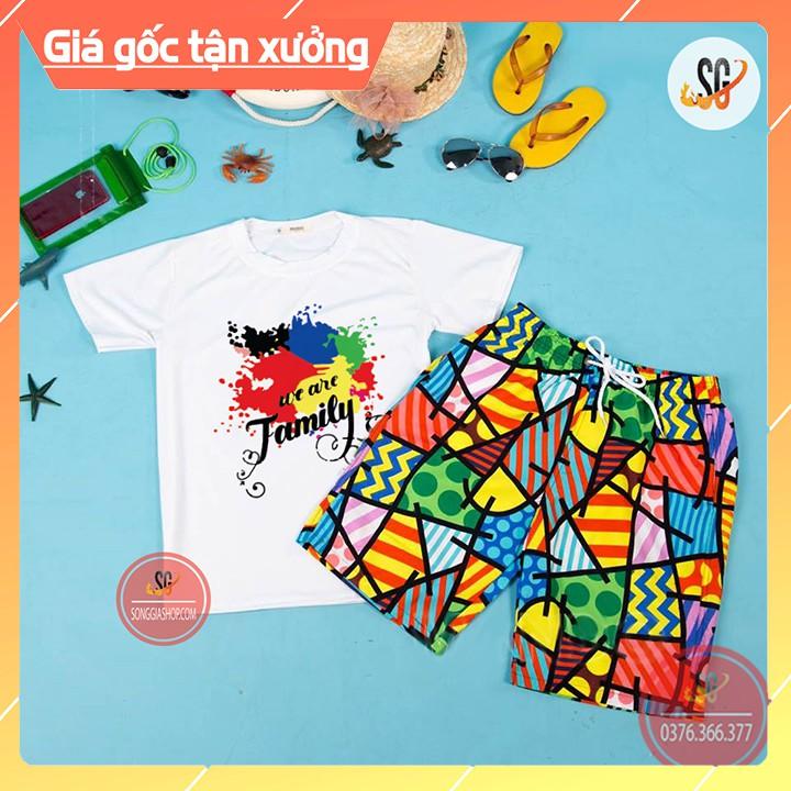 Đồ đi biển nguyên set áo và quần nổi bật cho gia đình hội nhóm nam nữ team building mẫu DDB80 DONGPHUCSG