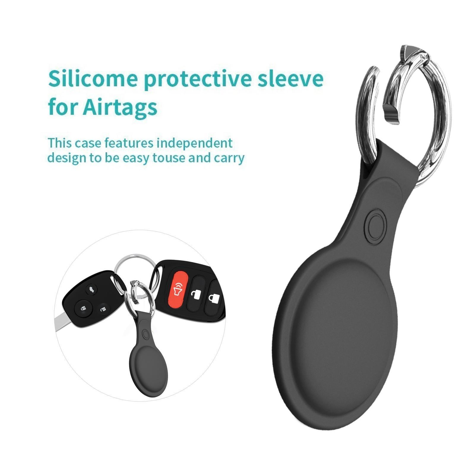 Silicone Case Sleeve for Apple AirTags with Anti-Lost Keychain Ring