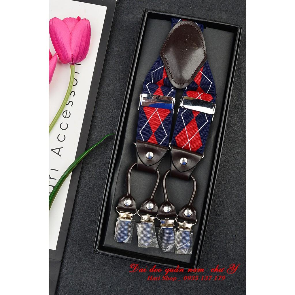 Đai Đeo Quần Nam Chữ Y Cao Cấp 6 Clip 3.5Cm Thun 4 Chiều