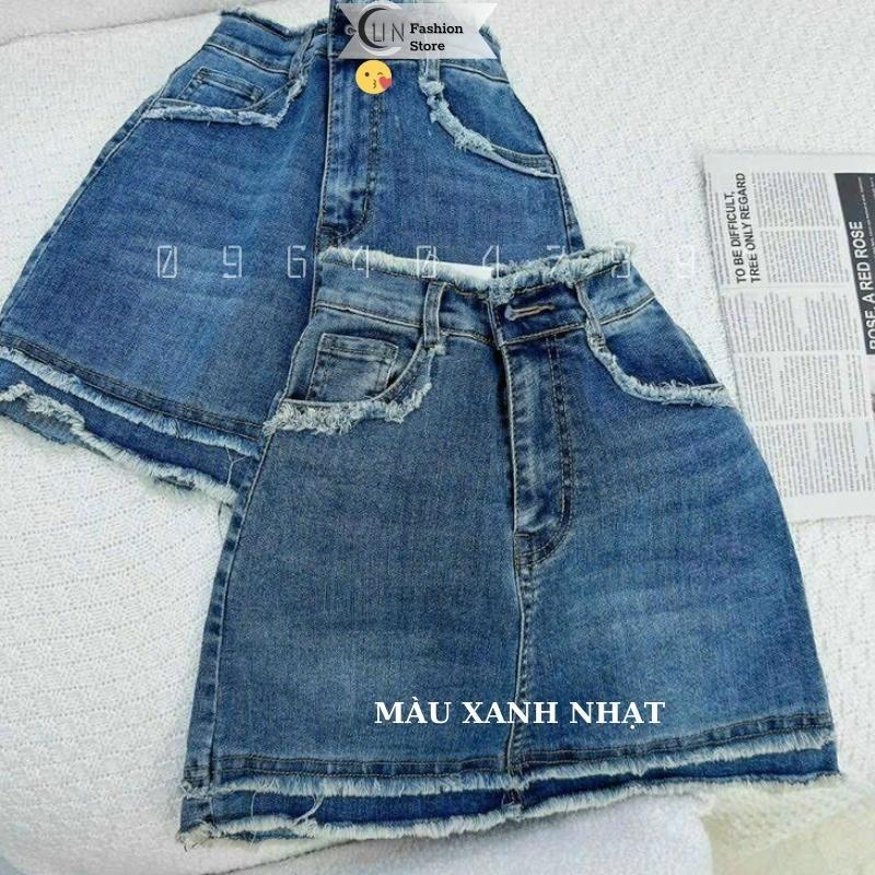 Chân Váy Chữ A Lai Tua Rua Jean Ngắn Dáng Siêu Hot MCV0115