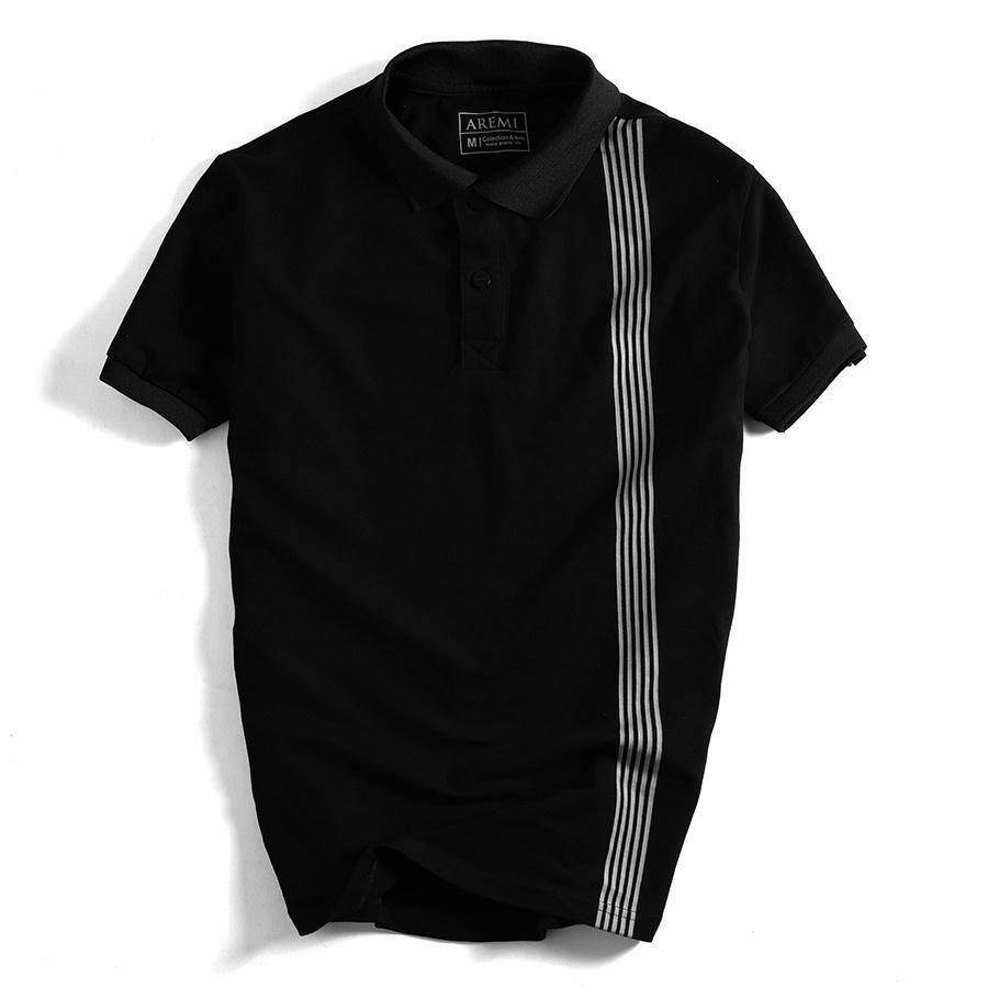 Áo polo nam cổ trụ tay ngắn AREMI, thun cao cấp màu đen in sắc nét, thiết kế đơn giản sang trọng APL0072