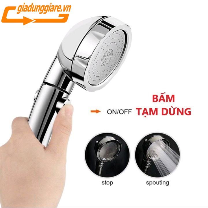 ĐẦU VÒI SEN tắm nóng lạnh cao cấp mạ CROM bát vòi tắm tăng áp mặt Inox kèm nút tắt mở với 03 chế độ nước - giadunggiare