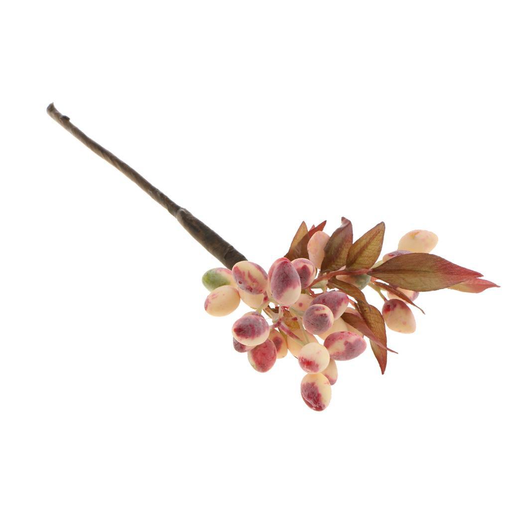 2X Artificial Plant Flower Olive Fruit Berries Bouquet Home Decor White Pink
