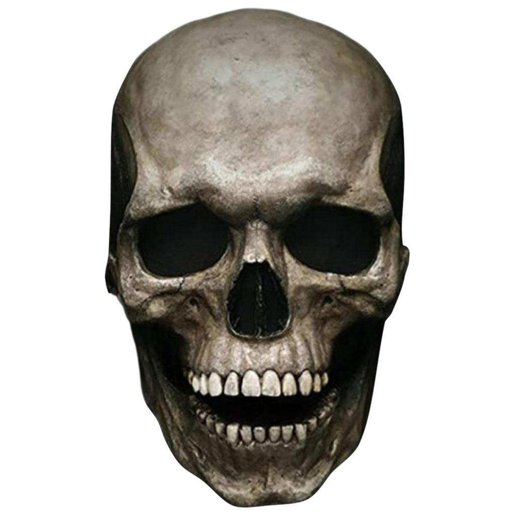 Full Head Skull  With Movable Jaw Halloween Latex Headgear