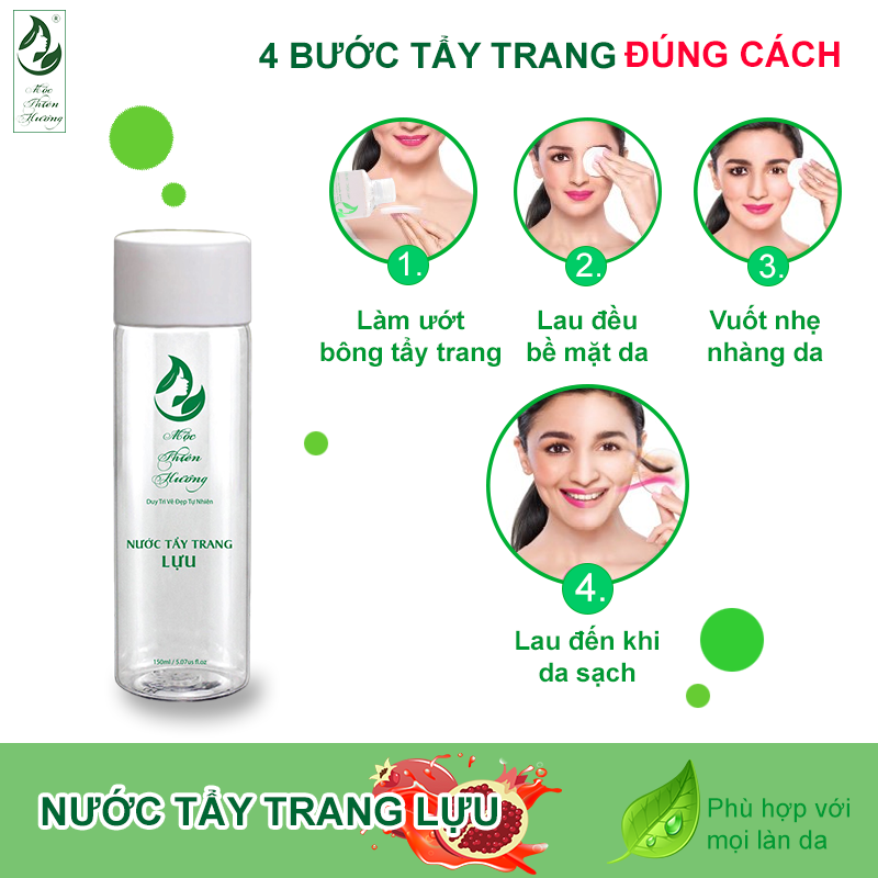 Nước Tẩy Trang Lựu 150ml Mộc Thiên Hương Giúp Làm Sạch Sâu Da Mặt