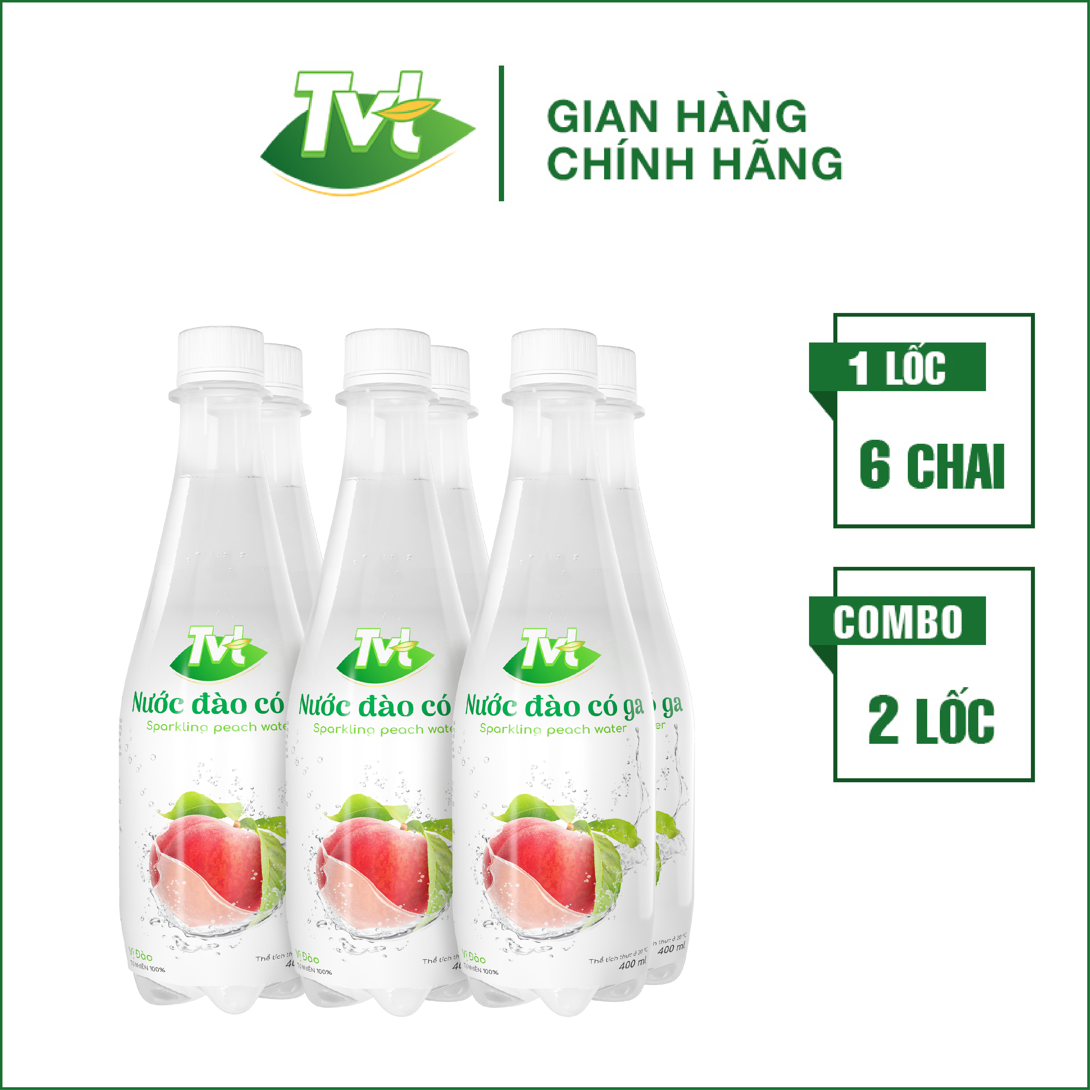 Nước Đào có ga TVT Tươi mát và sảng khoái, từ nước cốt đào và đường mía tự nhiên