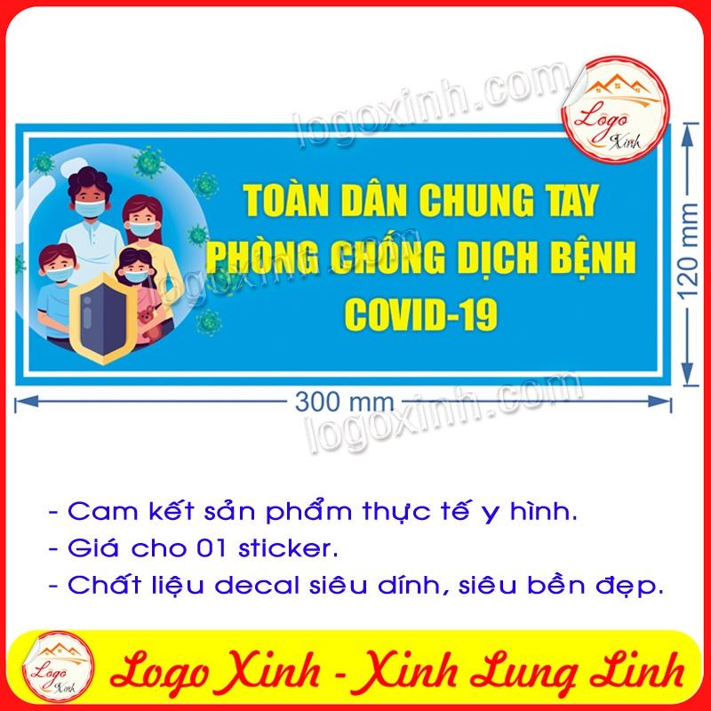LOGO TEM STICKER POSTER TOÀN DÂN CHUNG TAY PHÒNG CHỐNG DỊCH BỆNH COVID 19 - PREVENTING THE DISEASE OF COVID