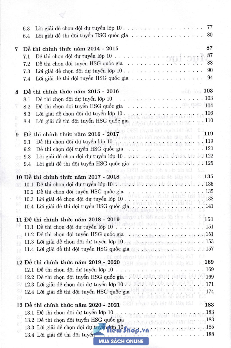 Sách Tuyển tập đề thi môn toán chọn Đội tuyển và dự tuyển Phổ thông năng khiếu 2009 - 2021