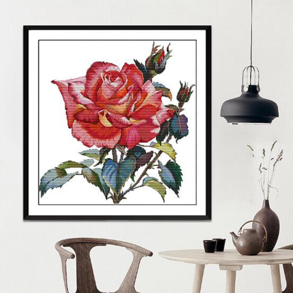 Stamped Cross Stitch Rose Flower Pattern Christmas Gifts 11CT 54x56cm