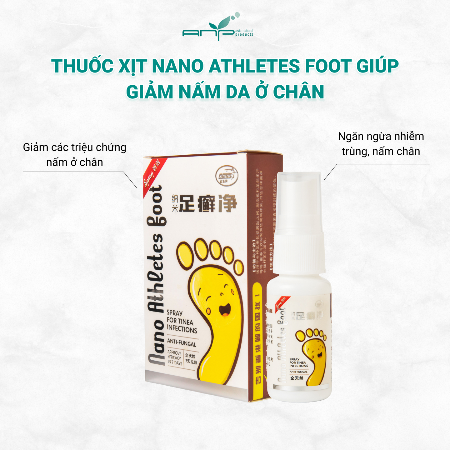 Thuốc Xịt Giúp Giảm Các Triệu Chứng Liên Quan Đến Nấm Da Nano Athletes Foot 20ml Với Công Thức Độc Quyền Ngăn Ngừa Nhiễm Trùng Nấm Ở Chân