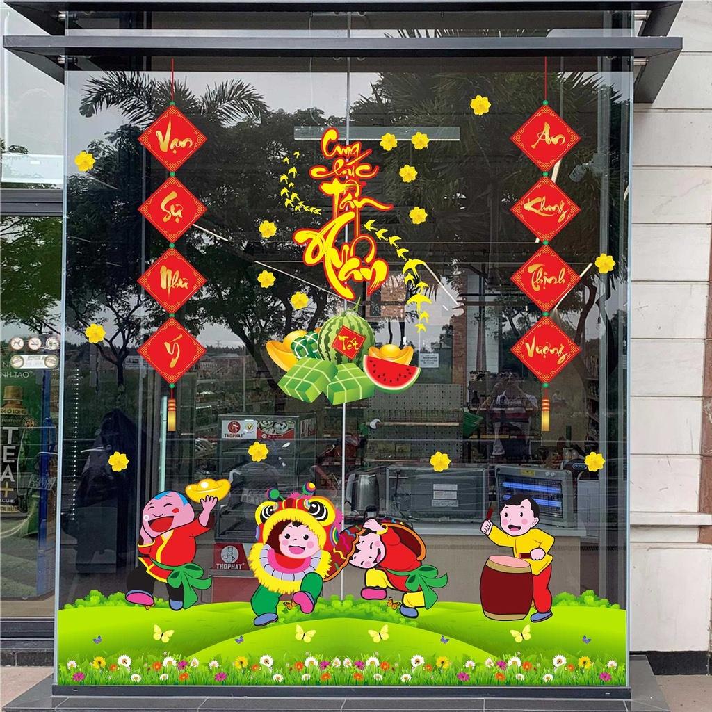 Decal tết 2022 dán cửa kính decor trang trí nhà cửa dán tường