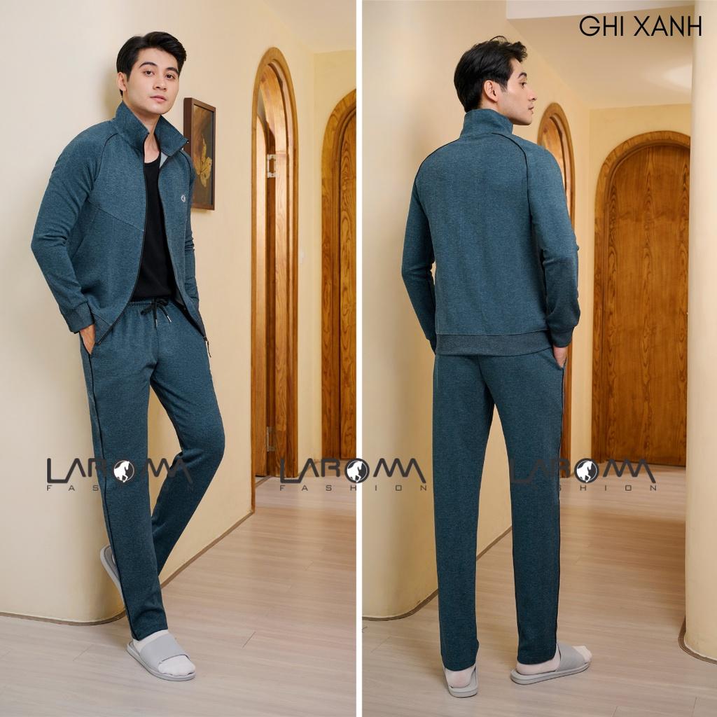 Bộ Quần Áo Nỉ Thu Đông Khóa Kéo Laroma Cho Nam | Sọc Đơn - Giữ Ấm - Vải Thơm - Kháng Khuẩn