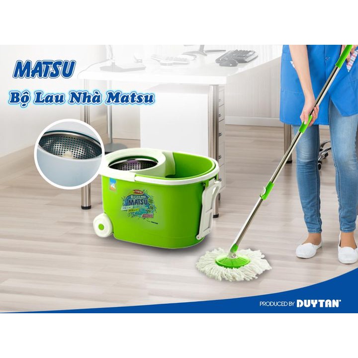 Bộ lau nhà Matsu 11 lít có bánh xe, mâm inox