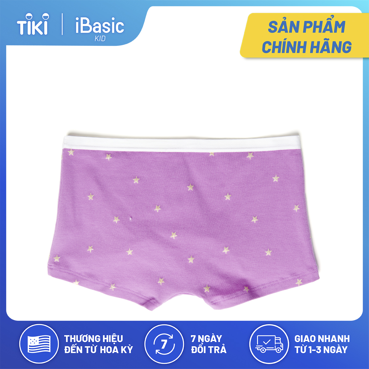 Combo 3 quần lót bé gái cotton boyshort hoạ tiết iBasic PANG014