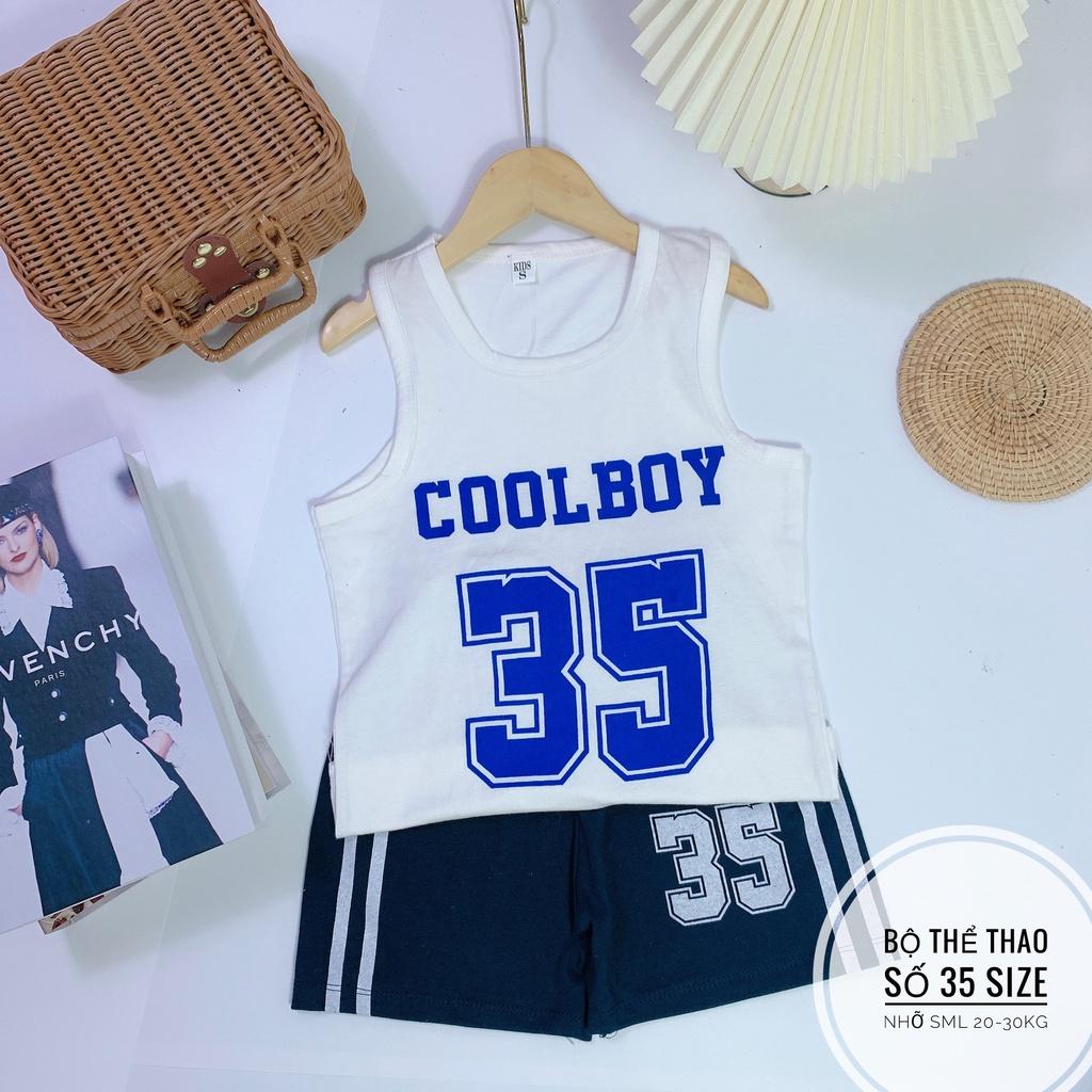 Đồ bộ thể thao sát nách bé trai hình số 35 Coolboy chất cotton 2 chiều giá rẻ cho bé 20-30kg