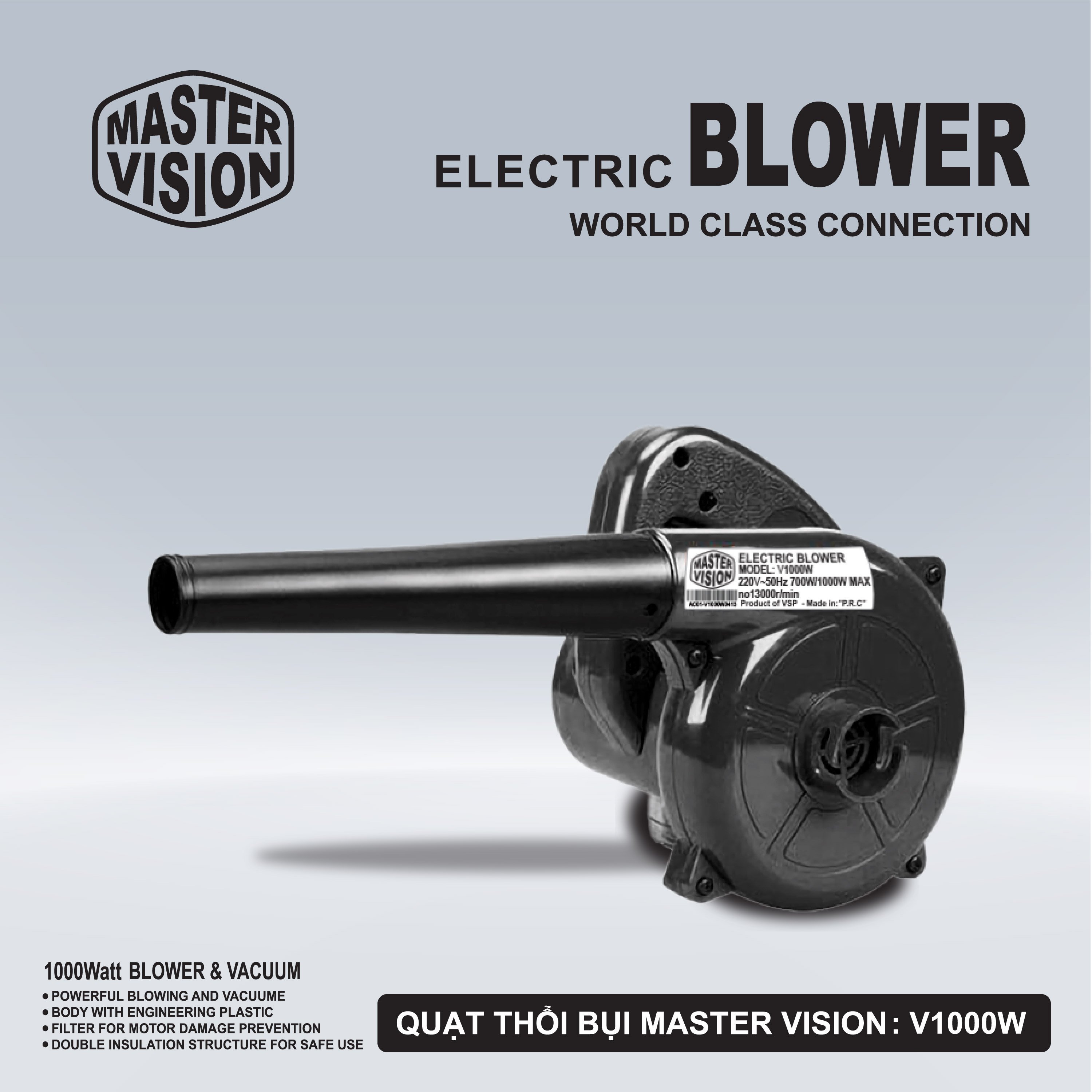 Quạt Thổi Bụi Master Vision V1000W (New 2022) (Quạt chuyên hút và thổi bụi Phòng Net) - JL - HÀNG CHÍNH HÃNG