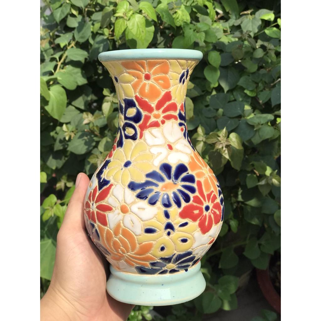 Bình Bách Hoa 21cm Gốm Sứ Nam Bộ Trang Trí Decor Cắm Hoa TDM