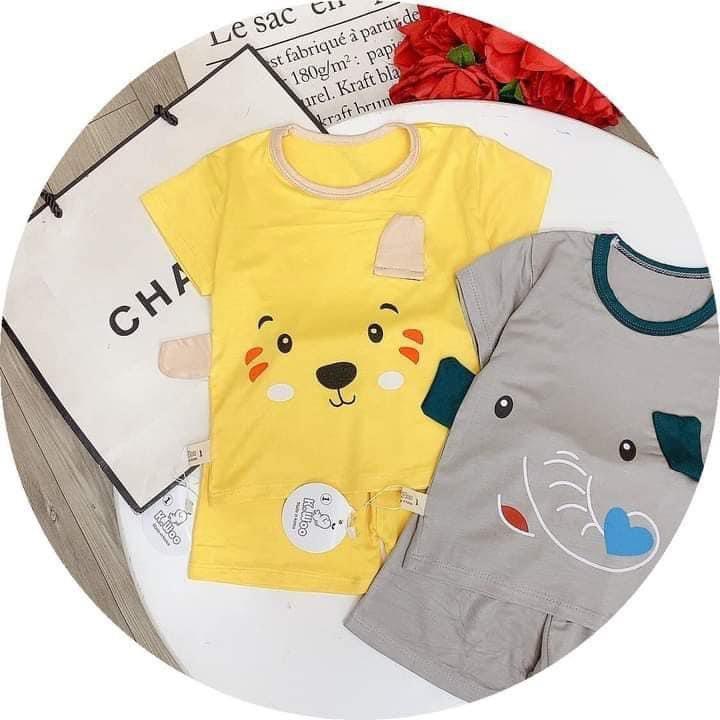 Bộ Cộc Tay Cho Bé FREE SHIP Bộ Thun Lạnh Cộc Tay in họa tiết động vật có tai siêu cưng cho bé trai bé gái