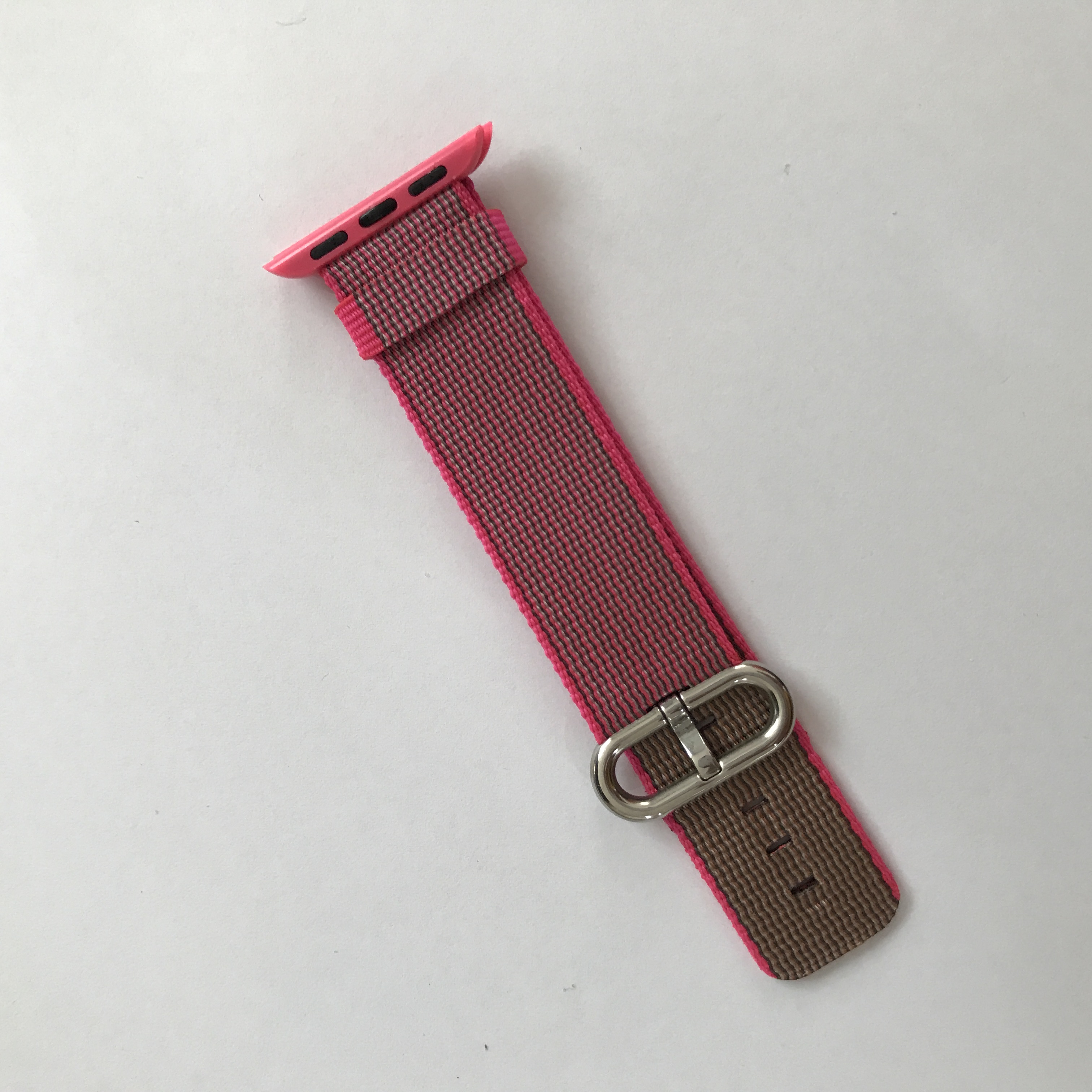 Dây đeo cho Apple Watch Woven Nylon kẻ hồng siêu bền - Series 1.2.3.4